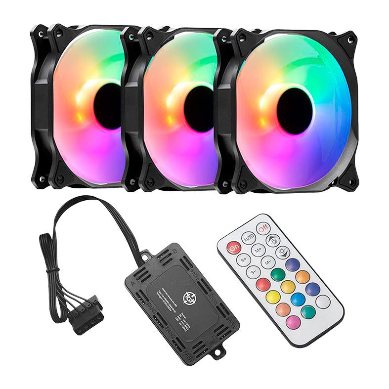 Kit Ventoinhas TGT Mirage, 3x120mm + Controladora, Led RGB 1 TGT-MRG120-RGB3
