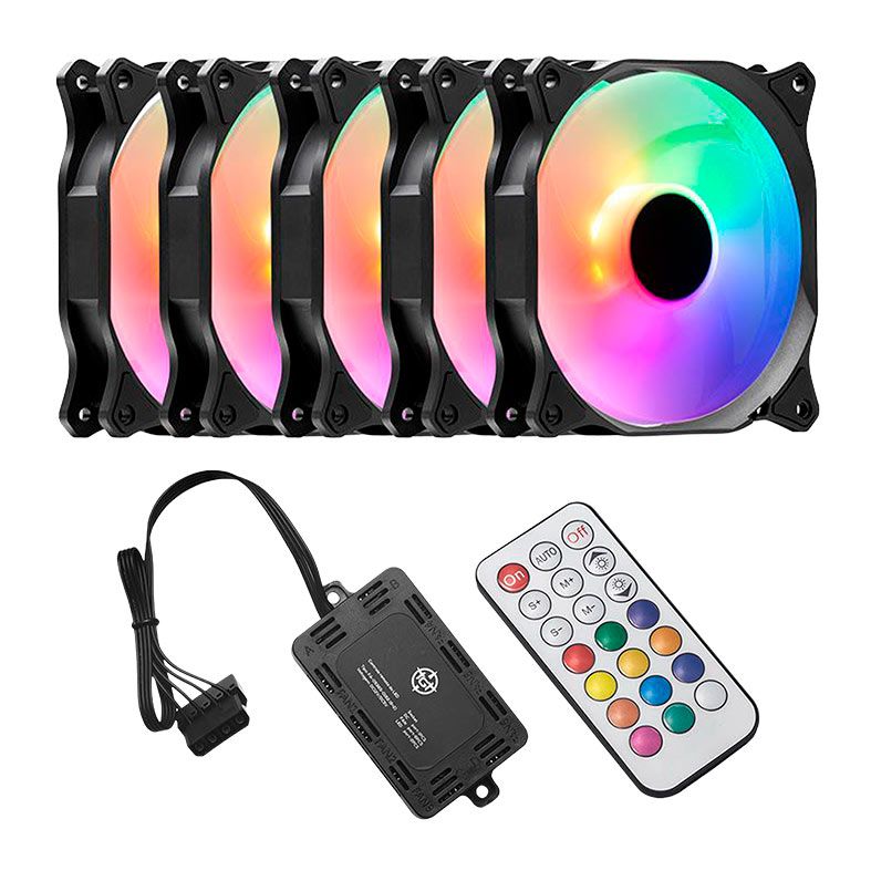 Kit Ventoinha TGT Mirage, 5x120mm + Controladora, Led RGB 1 TGT-MRG120-RGB5