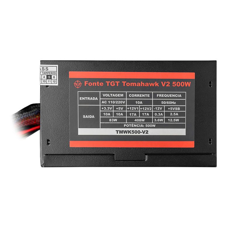 tmwk500-v24 Fonte TGT Tomahawk V2, 500W, Preto, TMWK500-V2