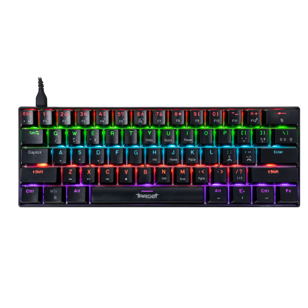 Teclado Mecanico Gamer TGT Sherman Compacto, Rainbow, ABNT2, Switch Huano Azul, Preto 1 TGT-SHTKL-RBW01 (1)