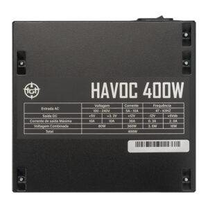 Fonte TGT Havoc, 400W, 80 Plus White, TGT-HV400-BK01