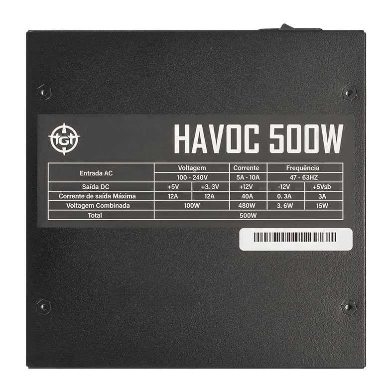 Fonte TGT Havoc, 500W, 80 Plus White 4 tgt-hv500-bk01