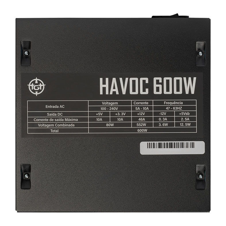 Fonte TGT Havoc, 600W, 80 Plus White 3 tgt-hv600-bk015