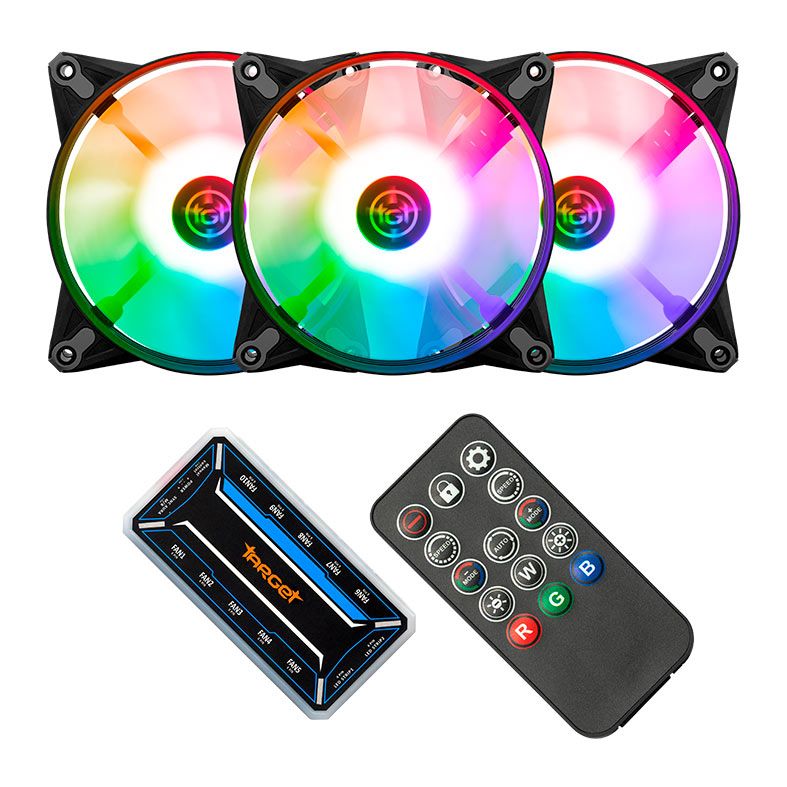 Kit Ventoinhas TGT Humber, ARGB, 3x120mm + Controladora, Preta 1 TGT-HR3-BK01
