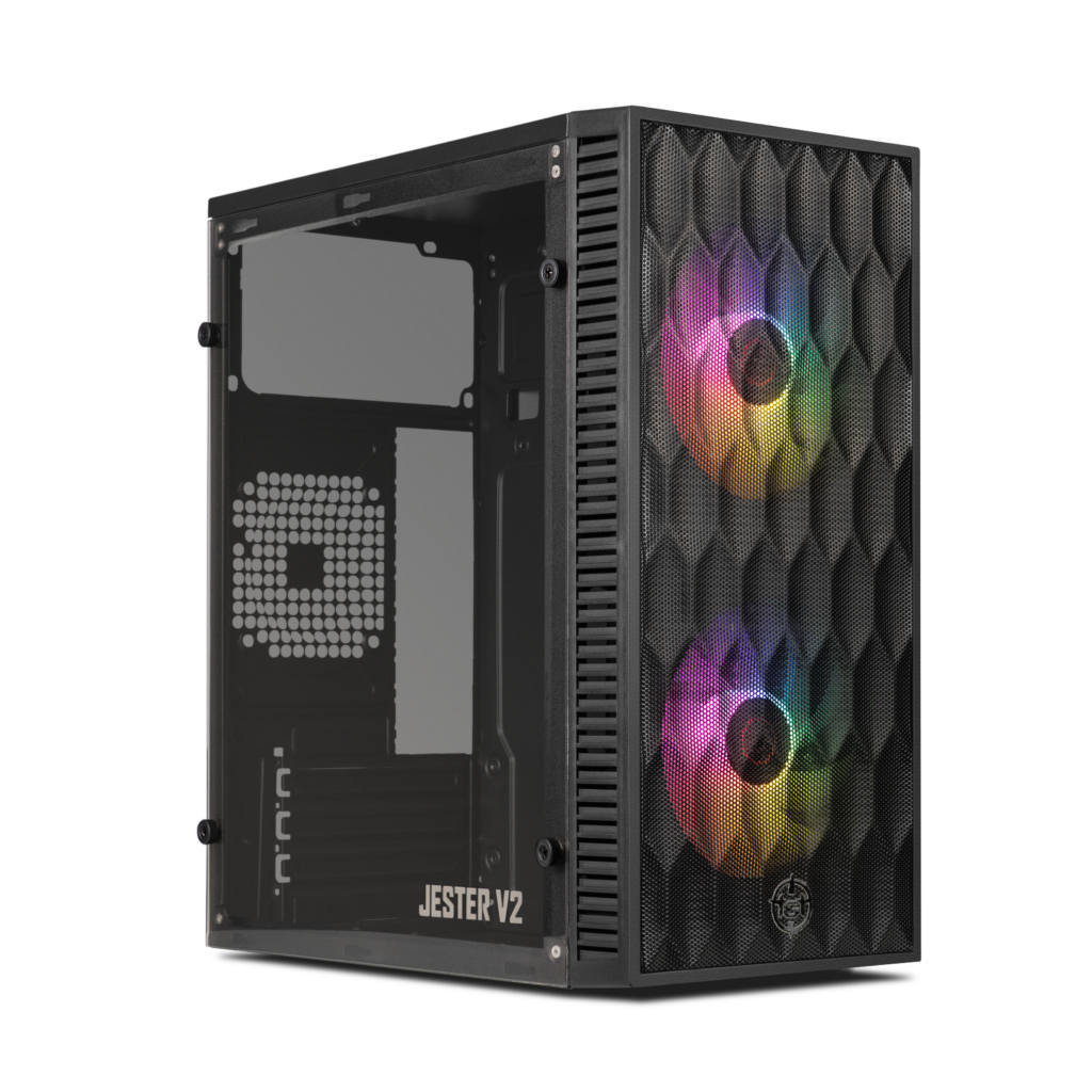 Gabinete Gamer TGT Jester V2, Rainbow, Mini-Tower, Lateral de Acrilico, Com 2 Fans, Preto 1 TGT-JSRV2-BKGF02 (1)